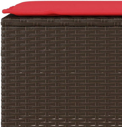 Patio Bench with Cushion Brown Garden Seating Garden Bench for Balcony Lawn 43.3"x11.8"x15.9" Poly Rattan