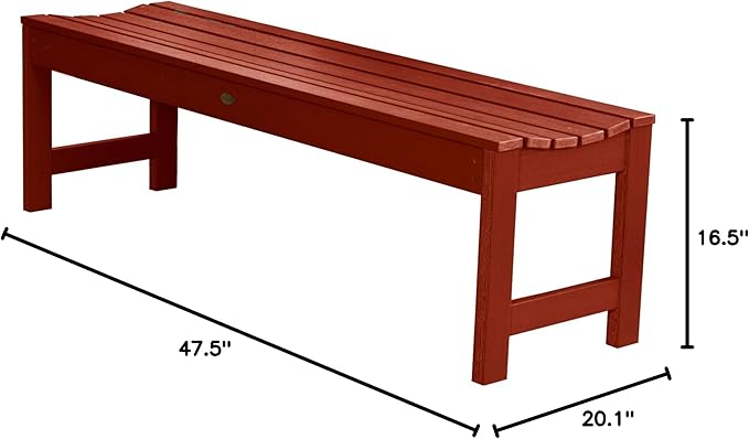 Highwood Lehigh Backless Bench, 4 Feet, Rustic Red