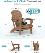 Ciokea Folding Adirondack Chair 4 Pack, Patio Adirondack Chair Weather Resistant, Plastic Fire Pit Chair with Cup Holder - Photo 2