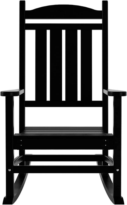WestinTrends Malibu Malibu Outdoor Patio Porch Rocking Chair with Side Table Set, Black