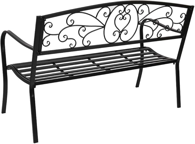 51-Inch Outdoor Garden Bench Classic Metal Patio Park Bench Elegant Porch Deck Loveseat with Cast Iron Frame (A-Type)