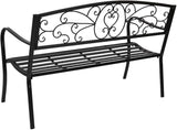 51-Inch Outdoor Garden Bench Classic Metal Patio Park Bench Elegant Porch Deck Loveseat with Cast Iron Frame (A-Type) - Photo 6