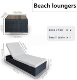 3 Piece Lounge Chair Outdoor, PE Wicker Rattan Chaise Lounge Chair with 5 Position Adjustable Backrest - Photo 8