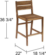 Teal Island Designs Nova Natural Acacia Wood Outdoor Bar Stools Set of 2 Brown 24" High Farmhouse Rustic Plank Seat - Photo 4