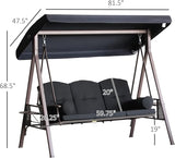 Outsunny 3-Seat Patio Swing Chair, Outdoor Porch Swing Glider with Adjustable Canopy, Removable Cushion - Photo 7