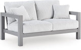 Signature Design by Ashley Moonlight View Contemporary Outdoor Nuvella Weather Resistant Fabric Loveseat with Cushion - Photo 1