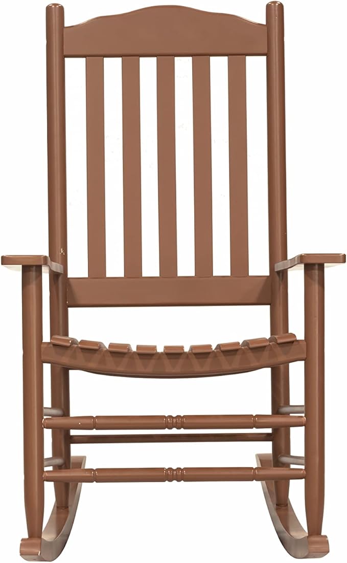 D&F Design Outdoor Rocking Rocker, Wood Rocking Chair with High Back and Curved Seat, UV Treated (Brown), Outdoor and Indoor use