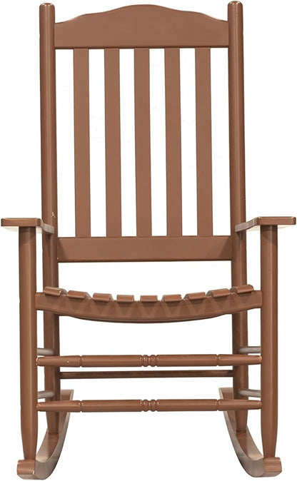 D&F Design Outdoor Rocking Rocker, Wood Rocking Chair with High Back and Curved Seat, UV Treated (Brown), Outdoor and Indoor use