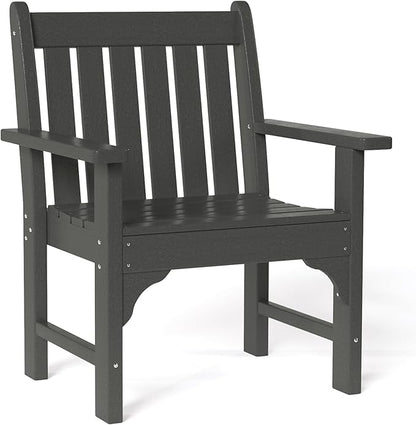 Costaelm Outdoor Dining Arm Chair, Patio HDPE Garden Dining Table Chair, Poly Lumber Waterproof Restaurant Bistro Farmhouse Chairs for Outside Porch Backyard, Gray