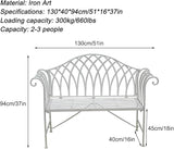 51" Outdoor Patio Bench, Garden Metal Bench with Backrest & Armrests, Durable Iron Art Park Seating for Garden - Photo 2