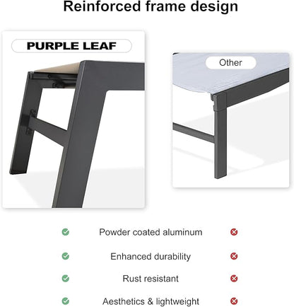 PURPLE LEAF Extra Large Outdoor Chaise Lounge 4 Pieces Aluminum Patio Lounge Chair with Wheels Reclining Chair for Patio Pool Beach Sunbathing Beige Oversized Lounger
