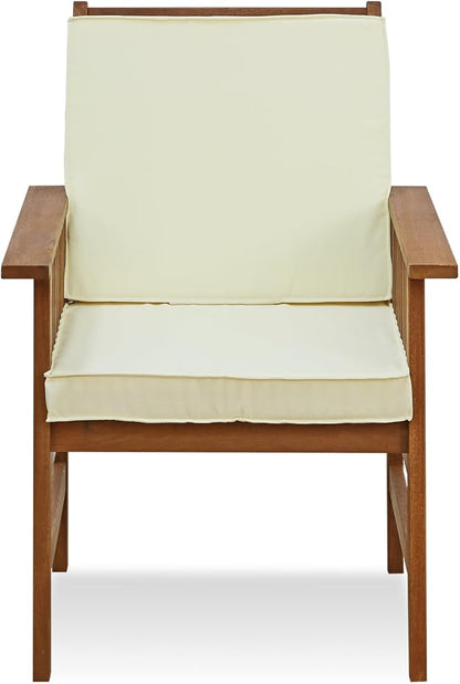 Furinno FG17318 Tioman Outdoor Hardwood Patio Furniture Armchair with Cushion Armchair with Cushion, 1 Arm Chair, Natural