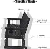 Poly Lumber Patio Glider, Durable HIPS Material, Weather-Resistant Swing Bench for Outdoor Porch Garden (Black - Photo 7