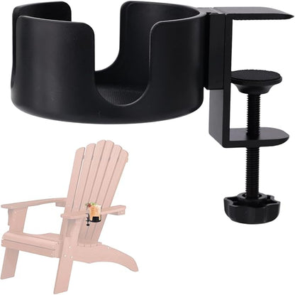 BOXOB Cup Holder for Chair Compatible with Adirondack, Adjustable Outdoor Drink Holder Attachment Sturdy & Durable Non-Spill & Non-Slip Cup Clamp for Outdoor Lawn Camp Lounge Chair Table