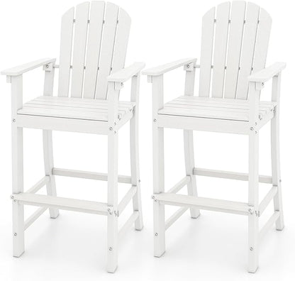 ORALNER Tall Adirondack Chairs, Outdoor High Back Balcony Chair, Weather Resistant HDPE Resin Plastic Bar Height Stools, 360 LBS Lifeguard Chair for Pool Patio Deck Backyard (2, White)