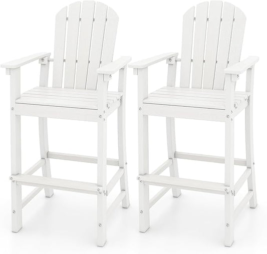 ORALNER Tall Adirondack Chairs, Outdoor High Back Balcony Chair, Weather Resistant HDPE Resin Plastic Bar Height Stools, 360 LBS Lifeguard Chair for Pool Patio Deck Backyard (2, White)