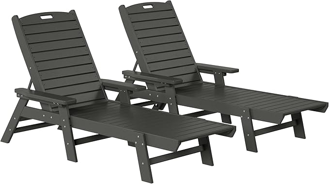 WestinTrends Malibu Poly Reclining Chaise Lounge (Set of 2) Gray - Photo 3