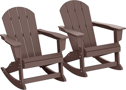 WestinTrends Malibu 2 Piece Set Outdoor/Patio Poly Adirondack Rocking Chairs (2 Seater), Dark Brown