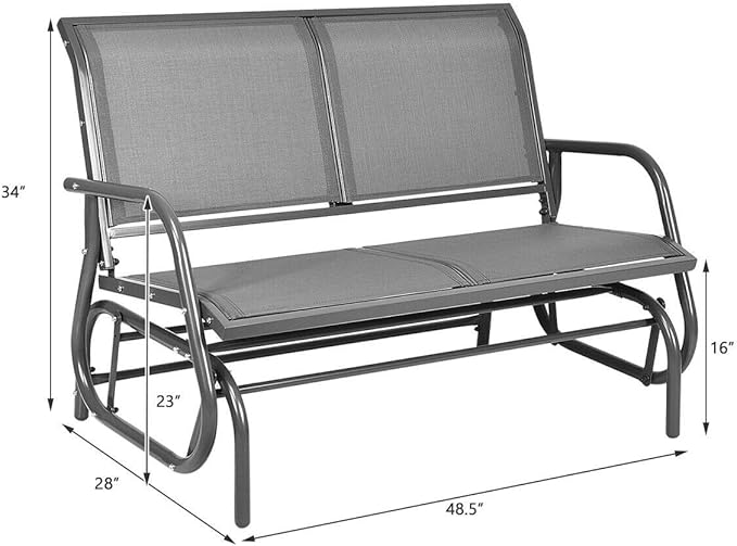DORTALA 48'' Outdoor Patio Swing Glider Bench Chair, Cozy Patio Bench for 2 People - Photo 3