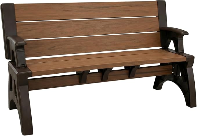 Convert-a-Bench 2-in-1 Outdoor Bench & Picnic Table - Foldable, Weather-Resistant Seating - Perfect for Patio, Lawn - Photo 1