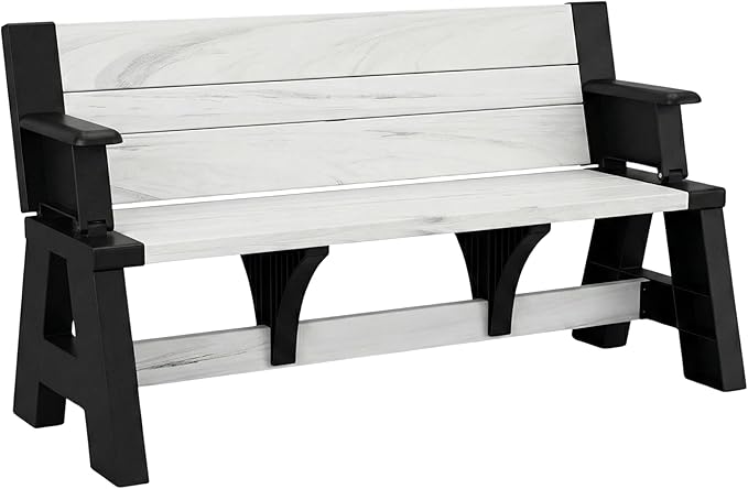 Convert-a-Bench Gen 1 2-in-1 Outdoor Convertible Bench to Picnic Table | Space-Saving, Weather-Resistant Patio Furniture for Yard, Deck, Garden | Easy Assembly & Durable, Midnight Birch