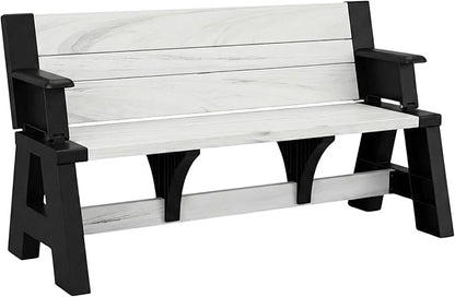 Convert-a-Bench Gen 1 2-in-1 Outdoor Convertible Bench to Picnic Table | Space-Saving, Weather-Resistant Patio Furniture for Yard, Deck, Garden | Easy Assembly & Durable, Midnight Birch