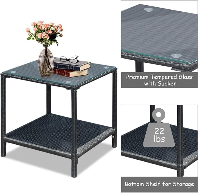 HAPPYGRILL 3 Pieces Rocking Bistro Set Outdoor Patio Rocking Chairs with Coffee Table - Photo 5
