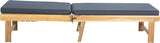 SAFAVIEH Outdoor Collection Inglewood Natural Solid Wood/Navy Cushion Adjustable Chaise Lounge Chair (PAT6723B) - Photo 5
