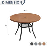 VICLLAX 40.6" Round Metal Outdoor Dining Table for 4, Patio Table with Umbrella Hole and Storage Shelf for Garden, Lawn - Photo 3