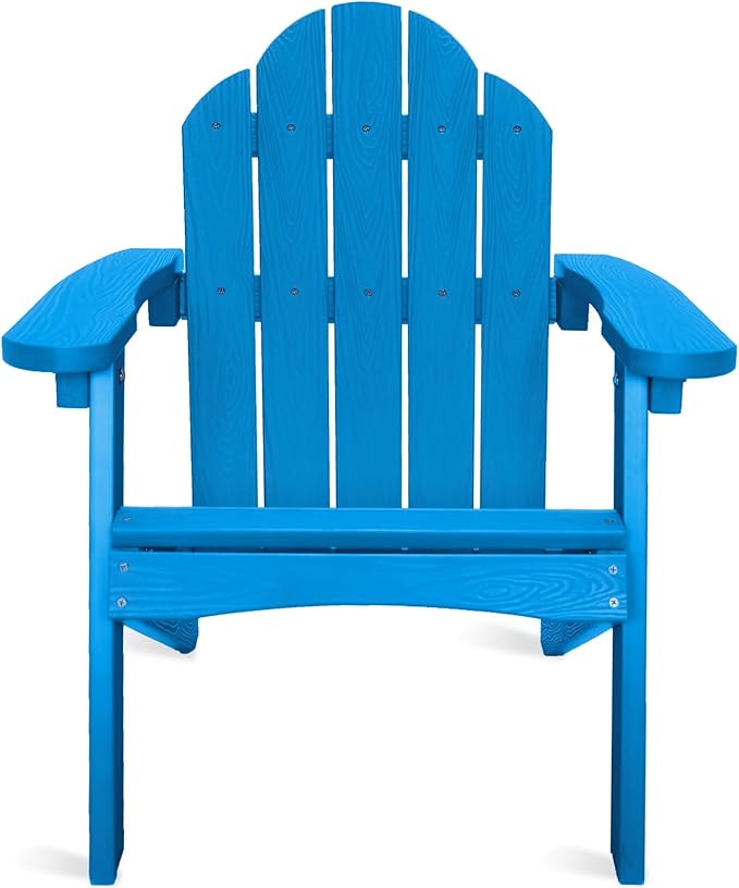 LUE BONA Kids Blue HDPS Adirondack Chair, Weather Resistant, Low Maintenance, Easy to Assemble, for Fire Pit, Balcony, Backyard