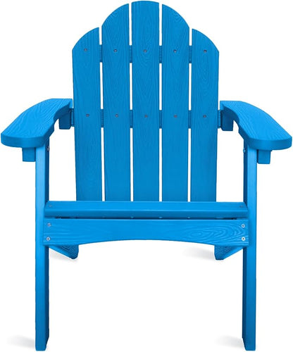 LUE BONA Kids Blue HDPS Adirondack Chair, Weather Resistant, Low Maintenance, Easy to Assemble, for Fire Pit, Balcony, Backyard