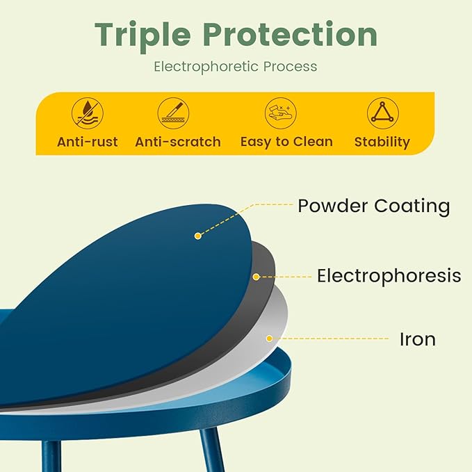 danpinera Outdoor Side Tables, Weather Resistant Steel Patio Side Table - Photo 4