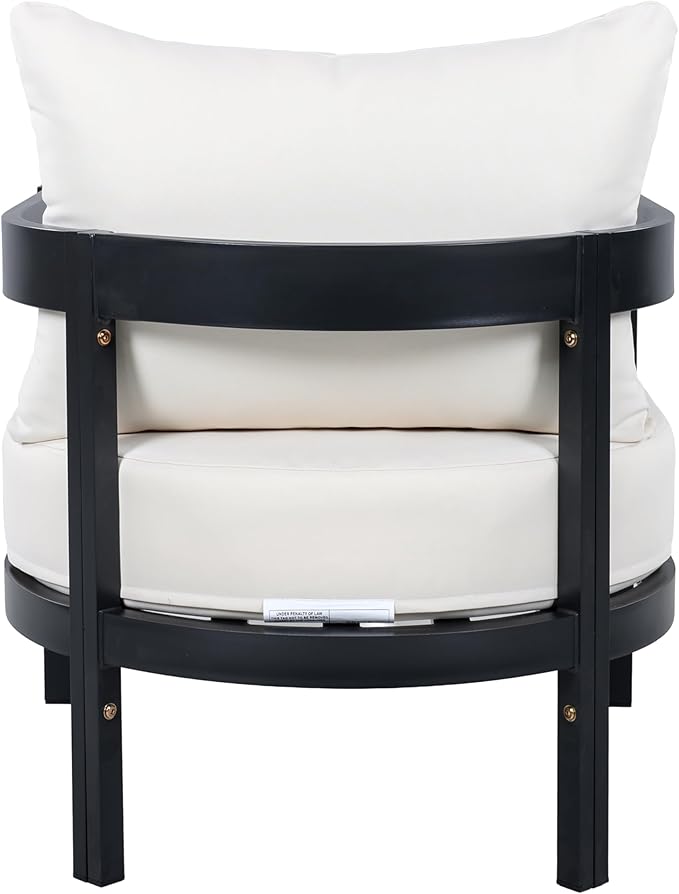 Merax 27.6" Outdoor Curved Patio Accent Chair with All-Weather Coushions, Aluminum Frame Single Lounge for Chair Porch - Photo 5