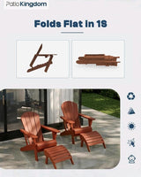 6-Piece Folding Adirondack Chair Set with Cup Holders, Ottomans, Side Table & 9FT Patio Umbrella with Base - Photo 4