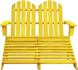 Yellow Solid Fir Wood 2-Seater Garden Adirondack Chair with Detachable Ottomans - Photo 3