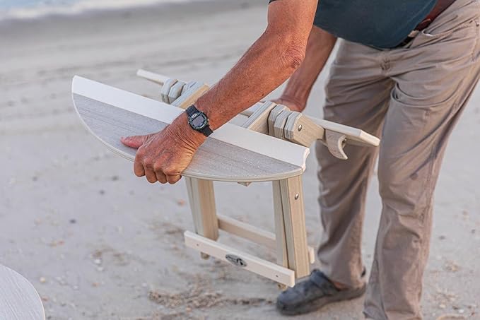 Amish-Made Surfboard Shaped Navy Blue Poly Folding Side Table - Photo 5
