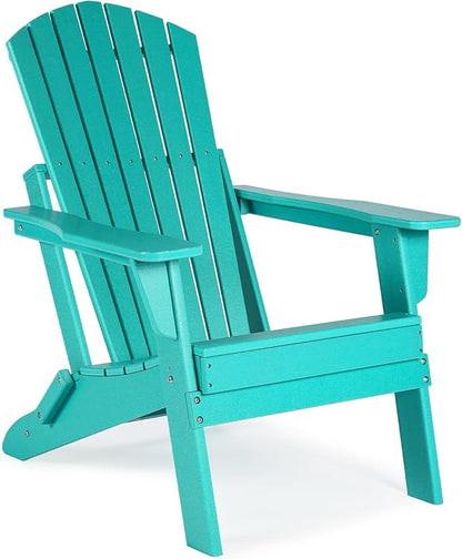 Aoodor Folding Adirondack Chair HDPE Outdoor All-Weather Chair for Patio, Garden, Backyard, Lawn, Fire Pit, Aruba