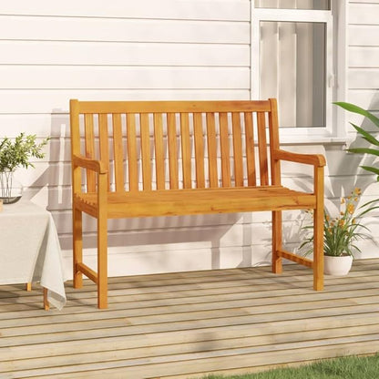 Small Garden Bench Solid Acacia Wood Natural Brown Rustic Outdoor Furniture for Patio Garden Porch Comfortable Two-Person Seating 43.3 Inch Length
