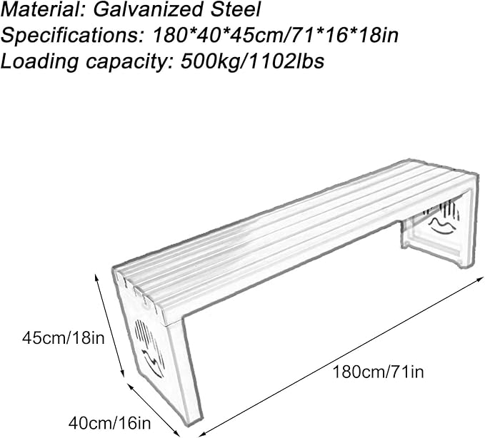 Outdoor Metal Garden Bench - 71" Patio Seating for Lawns, Yards, Porches - Heavy Duty 1102 Lb Capacity - Stylish Green Park Bench for Gardens and Entrances