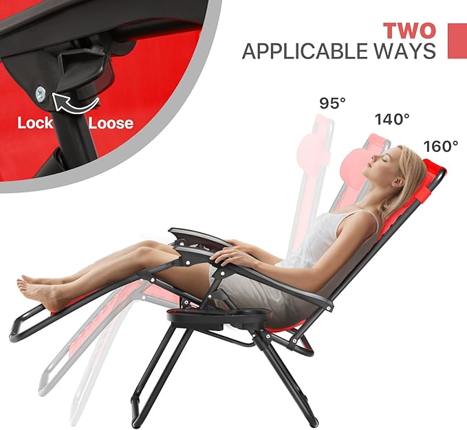 Magshion Folding Zero Gravity Chairs Set of 2, Outdoor Reclining Camping Chairs - Photo 6