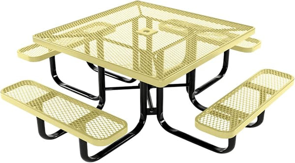 COATEDOUTDOORFURNITURE Heavy-Duty Portable Outdoor Kids Table with Umbrella Hole, Expanded Metal Kids Picnic Table - Photo 1