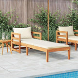 Acacia Wood Sun Lounger with Cushions, Patio Outdoor Chaise Lounge Chair for Poolside Garden Backyard - Photo 3
