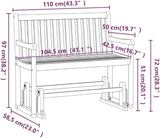Garden Bench Deck Bench Patio Swing Bench 43.3" Solid Acacia Wood - Photo 2