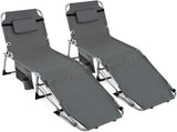 Goplus Tanning Chair with Face Arm Holes, Portable Sunbathing Chair w/4-Level Backrest, Head Pillow - Photo 1