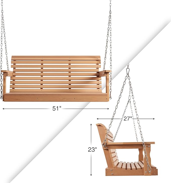 Psilvam Porch Swing, 2-Person Poly Lumber Outdoor Porch Swing, All-Weather Farmhouse Patio Swing That Never Rot and Fade - Photo 5