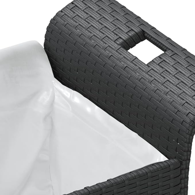 Patio Bench with Cushion Black 45.7"x18.1"x22.4" Poly Rattan Deck Bench Outdoor Bench Porch Bench Garden Bench for patios, Gardens, Decks