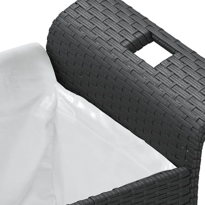 Patio Bench with Cushion Black 45.7"x18.1"x22.4" Poly Rattan Deck Bench Outdoor Bench Porch Bench Garden Bench for patios, Gardens, Decks