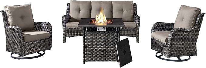 Belord 4 Piece Patio Wicker Furniture Set, Outdoor Swivel Rocker Chairs - Photo 1