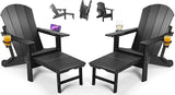 PASAMIC Folding Adirondack Chairs Set of 2 with Retractable Ottoman, 5-Position Adjustable Backrest - Photo 1