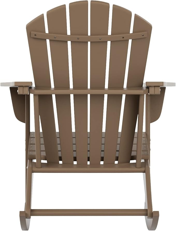 WestinTrends Dylan Outdoor Patio Poly Plastic Adirondack Rocking Chair, Weathered Wood